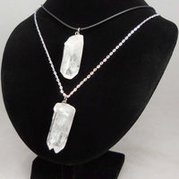 Raw Quartz Crystal Pendant Large Rough Clear Point Necklace Charm