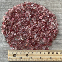 Grade A++ Strawberry Quartz Semi Tumbled Gemstone Mini Chips 4 - 8 mm, Bulk Lot