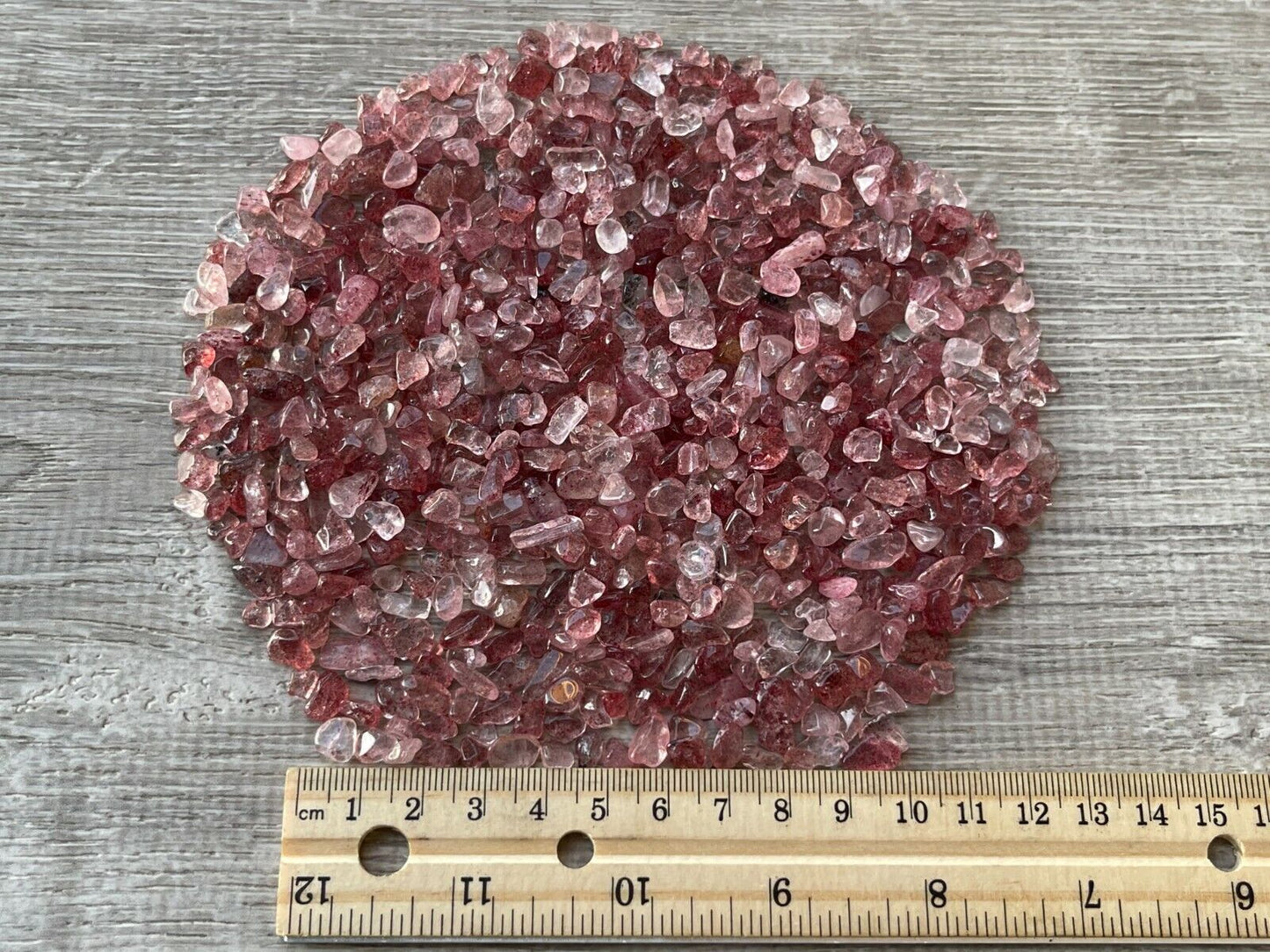 Grade A++ Strawberry Quartz Semi Tumbled Gemstone Mini Chips 4 - 8 mm, Bulk Lot