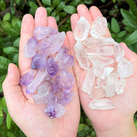 1/2 lb Bulk Amethyst & Quartz Crystal Collection in Box, Natural Clear Points