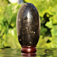155MM Black Nuummite Crystal Healing Energy Reiki Aura Metaphysical Stone Lingam