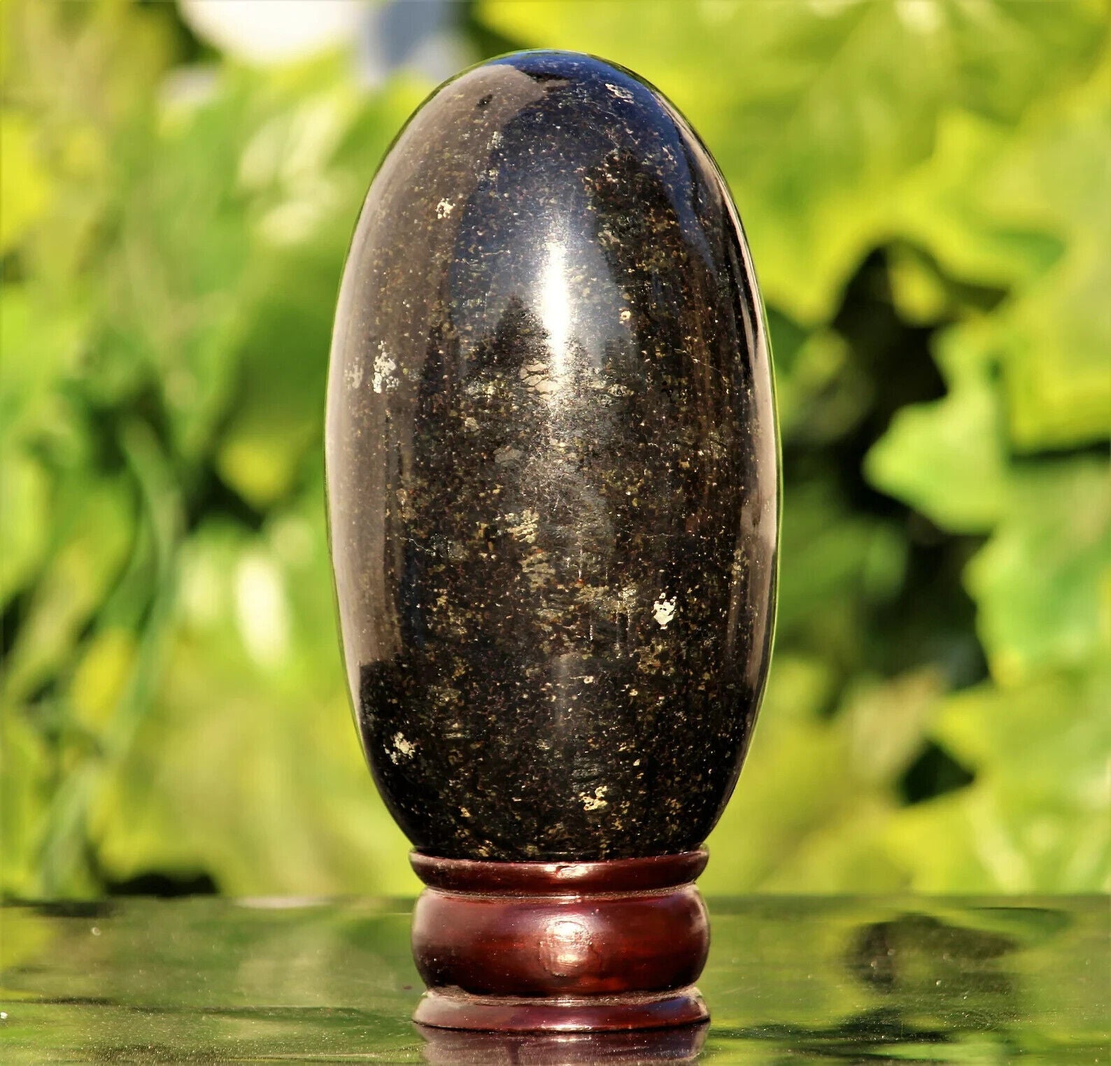 155MM Black Nuummite Crystal Healing Energy Reiki Aura Metaphysical Stone Lingam