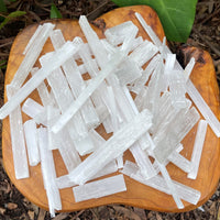 BULK 1/2 lb Lot Selenite Logs Crystal Sticks Wand Blades Shardes CLEARANCE 8 oz
