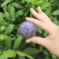 Lepidolite Crystal Sphere LARGE 2" Sphere + Stand (AA Quality Lepidolite Sphere)