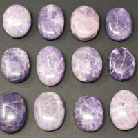 Lepidolite Palm Stone, Hand Polished Lepidolite Pebble (Third Eye Chakra)