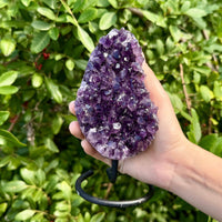 Amethyst Crystal Geodes On Metal Stands - Natural Amethyst Cluster Specimens