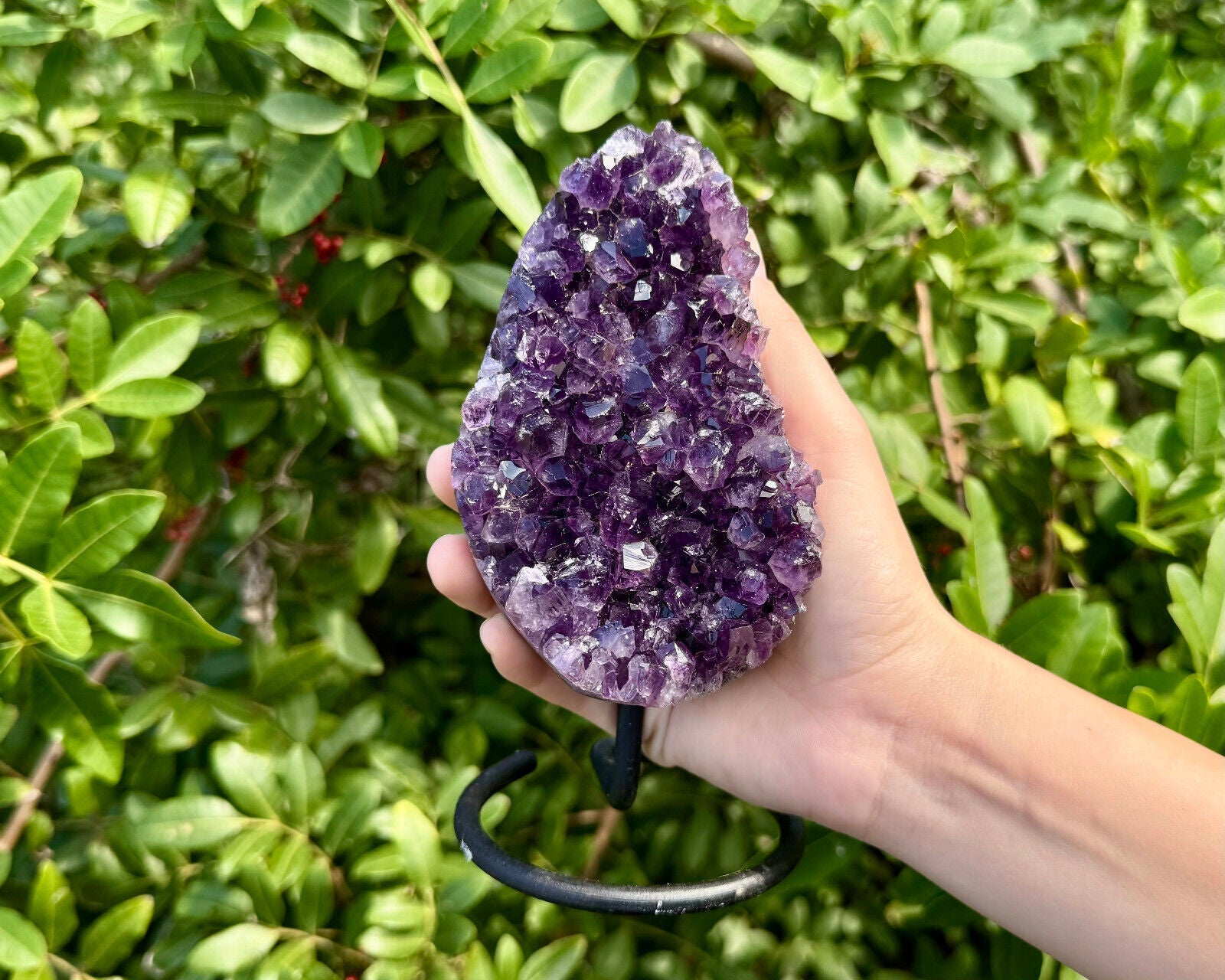 Amethyst Crystal Geodes On Metal Stands - Natural Amethyst Cluster Specimens