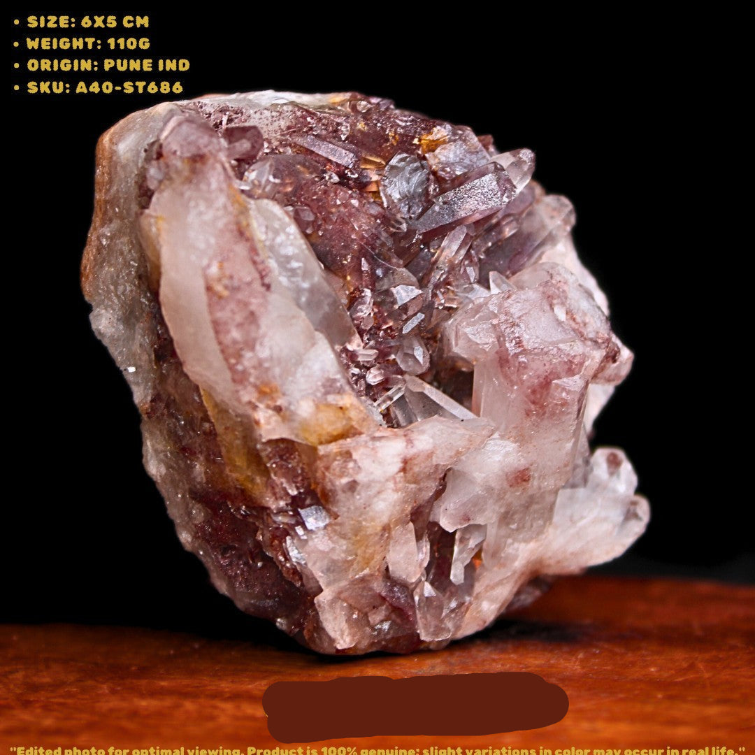 Natural Phantom Clear Quartz Healing Cluster Stone 110g 6x5 cm Crystal