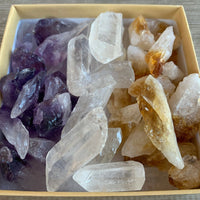 Amethyst Quartz Citrine Points: 3 Crystal Collection, 1/2 Lb Box Natural Points