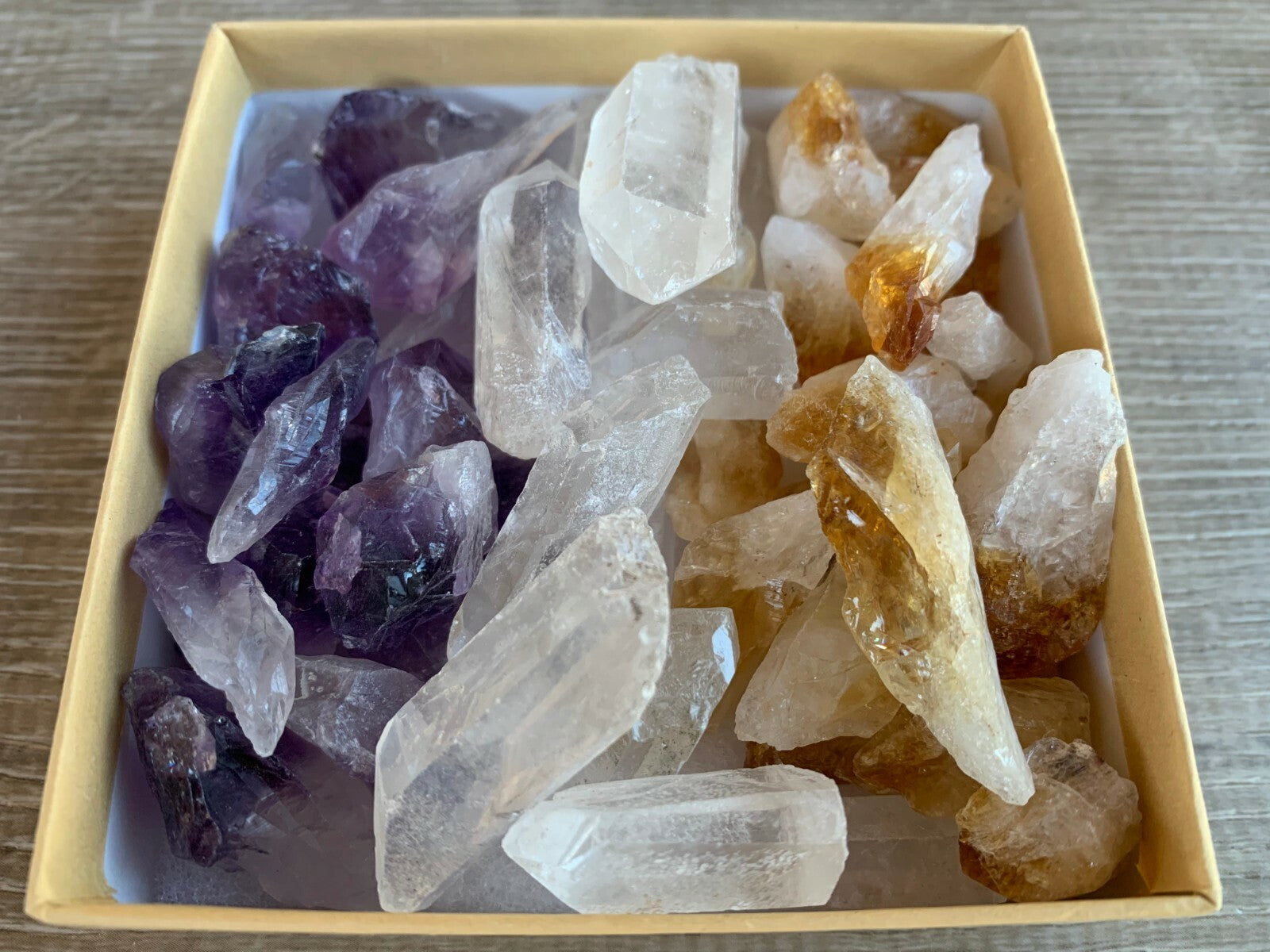 Amethyst Quartz Citrine Points: 3 Crystal Collection, 1/2 Lb Box Natural Points