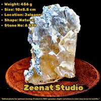 456g Calcite with Mordenite & Blue Chalcedony Rare Rainbow Inclusion Specimen