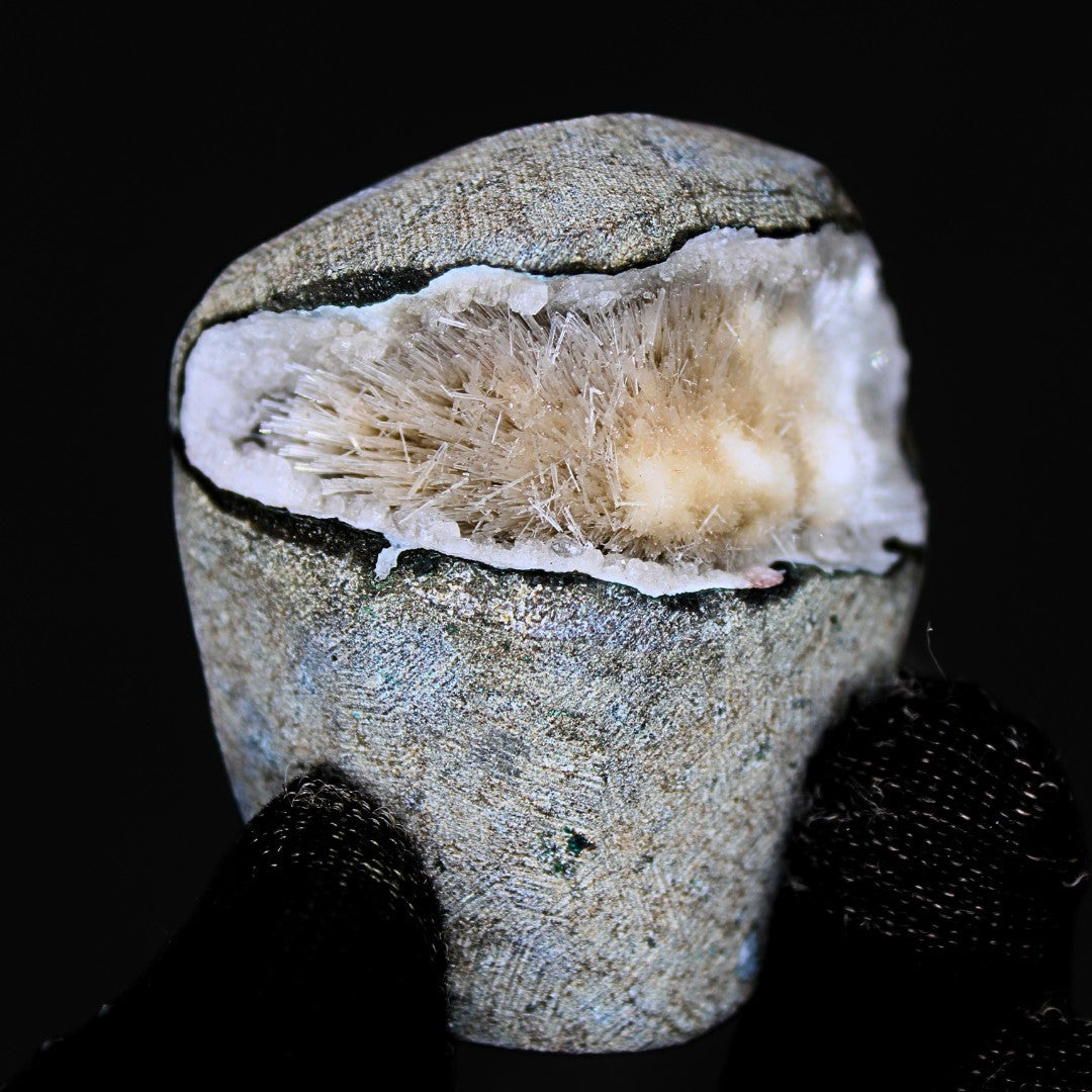 Quartz Geode with Scolecite Crystal Cluster 210g Healing Stone India