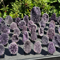 Amethyst Crystal Geodes On Metal Stands - Natural Amethyst Cluster Specimens