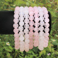 Rose Quartz Bead Bracelet – 8mm Natural Pink Round Crystals | Stretch Fit