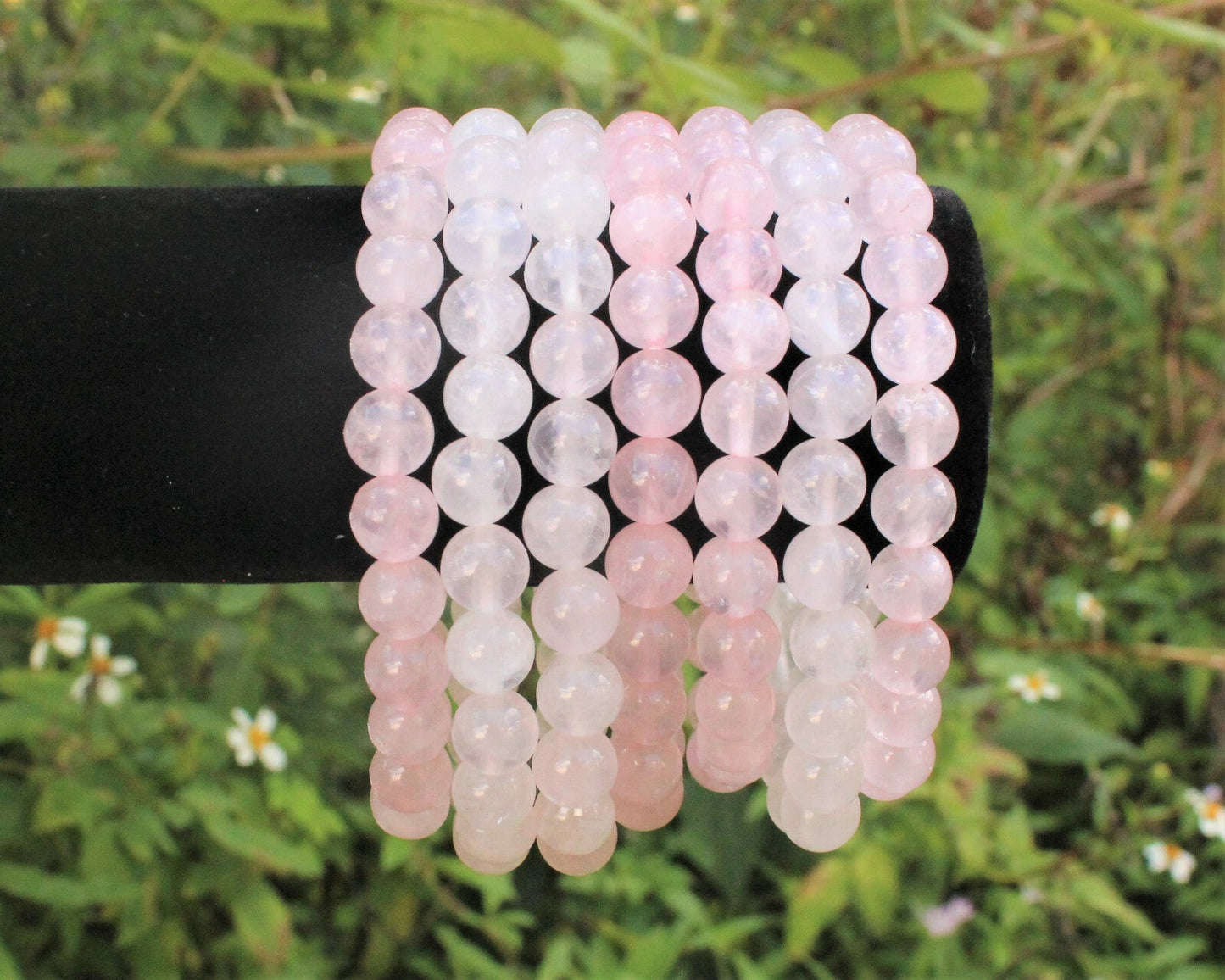 Rose Quartz Bead Bracelet – 8mm Natural Pink Round Crystals | Stretch Fit