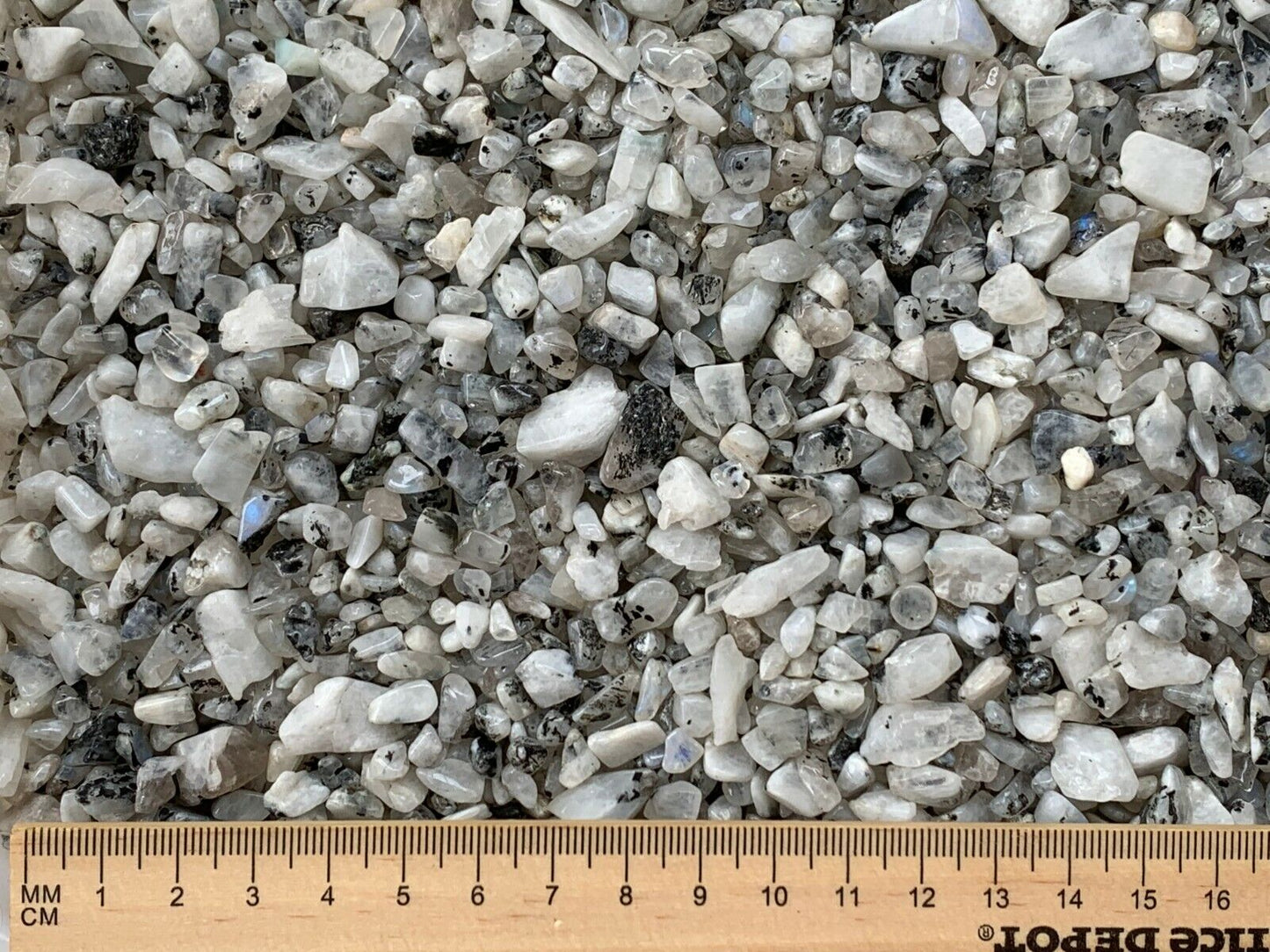 Moonstone Rainbow Semi Tumbled Gemstone Mini Chips 5-15 mm, Wholesale Bulk Lot