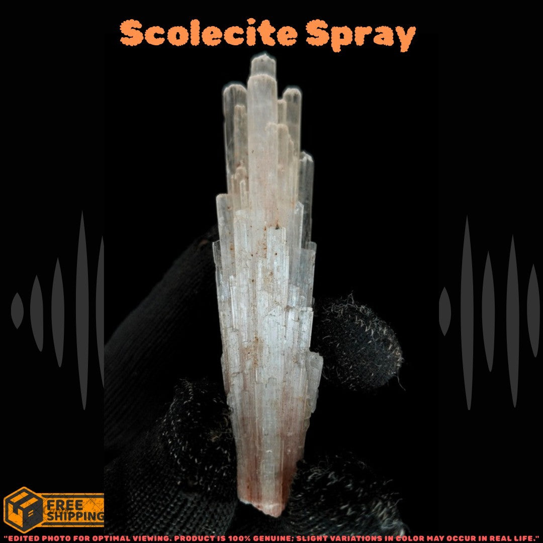 Rare 30g Natural Scolecite Cluster Mineral Specimen Raw White Crystal India