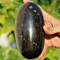 155MM Black Nuummite Crystal Healing Energy Reiki Aura Metaphysical Stone Lingam