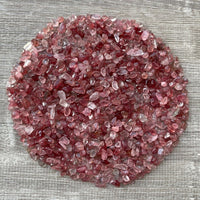 Grade A++ Strawberry Quartz Semi Tumbled Gemstone Mini Chips 4 - 8 mm, Bulk Lot
