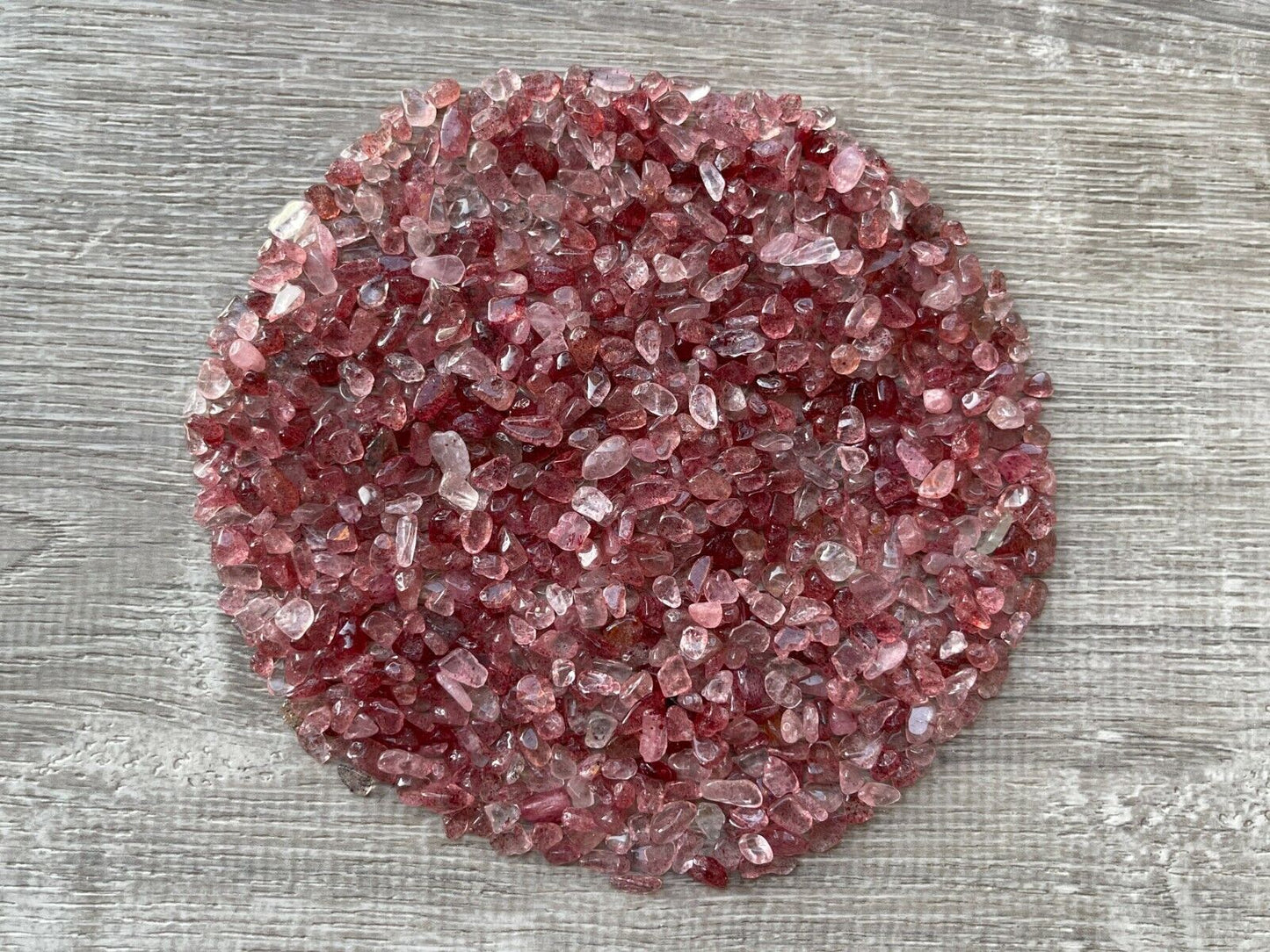Grade A++ Strawberry Quartz Semi Tumbled Gemstone Mini Chips 4 - 8 mm, Bulk Lot