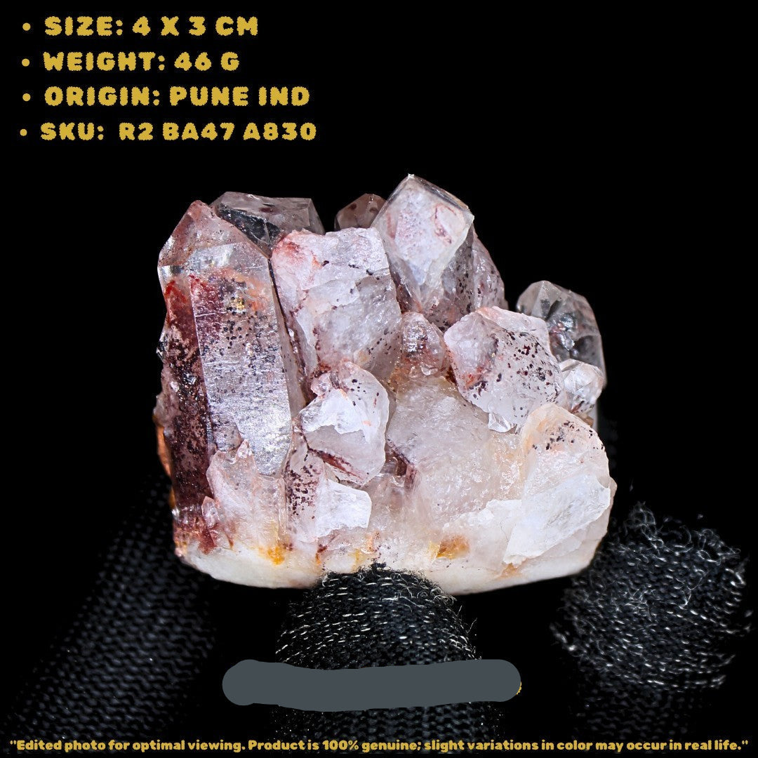 46g Phantom Quartz Crystal Cluster – Rare Mineral Specimen from India