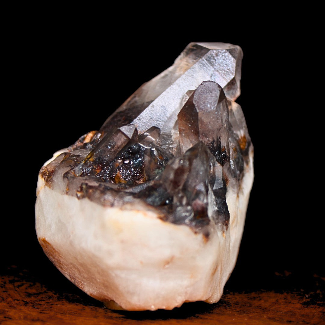 Black Phantom Quartz Cluster 210g 6x6cm Raw Crystal from India