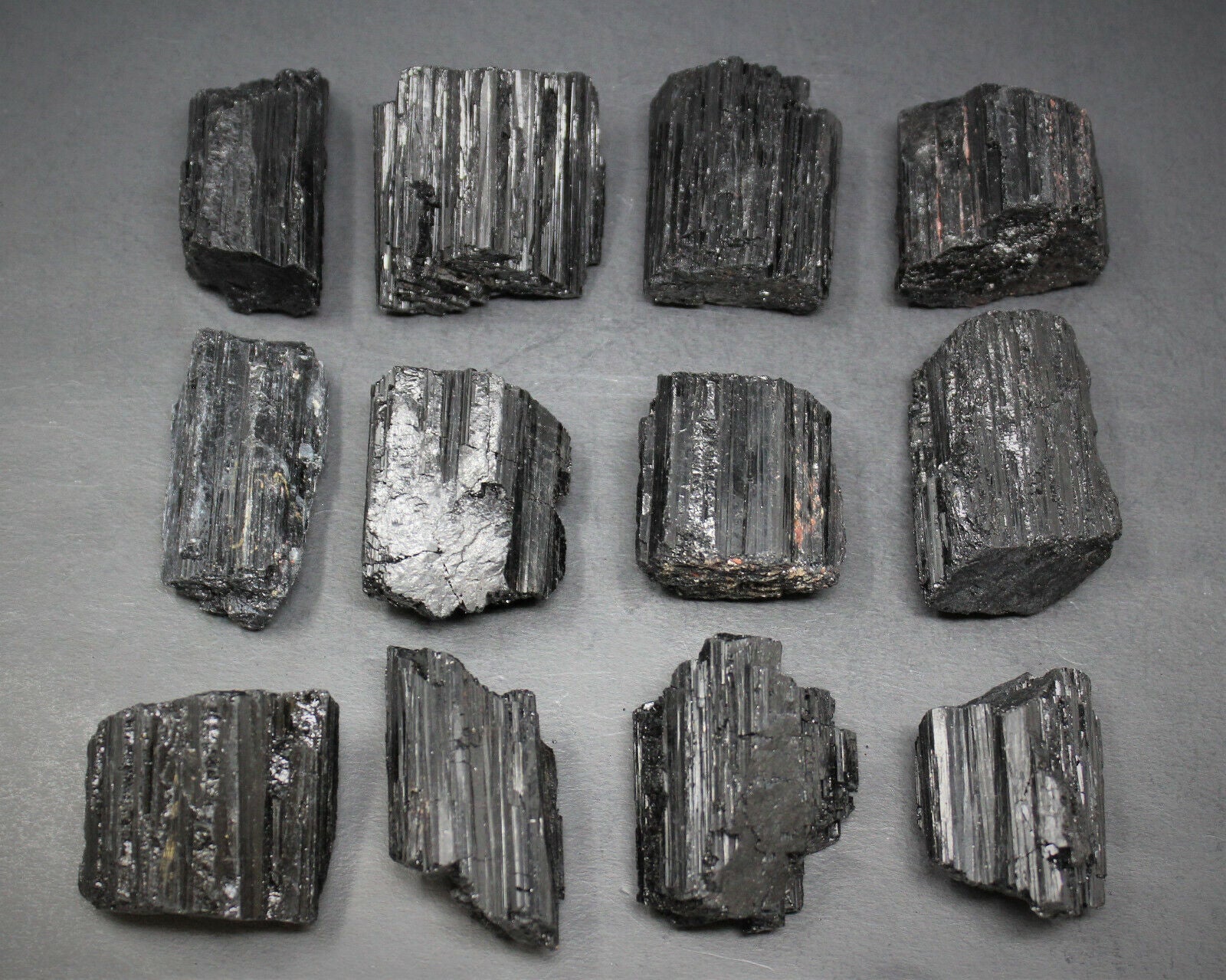 Bulk Extra Grade Natural Rough Black Tourmaline Rods | 8–10 Pc Box Lot