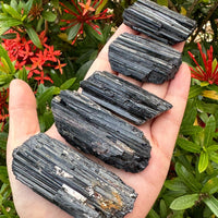 5 pcs Set Shiny Black Tourmaline Log, Grade A++ Natural Black Tourmaline Rod