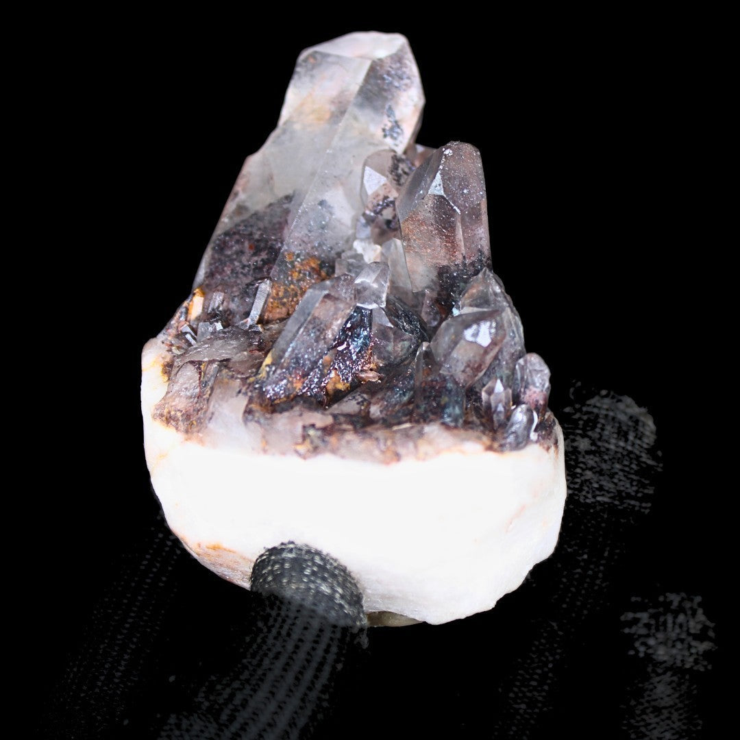 Black Phantom Quartz Cluster 210g 6x6cm Raw Crystal from India