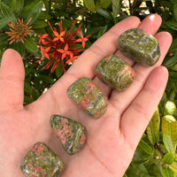 Grade A++ Unakite Tumbled Stones, 0.75-1" Tumbled Unakite Stone, Wholesale Bulk