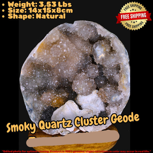 Huge 3.53 Lbs Smokey Tuxedo Amethyst Cluster | Rare Georgia Quartz Crystal