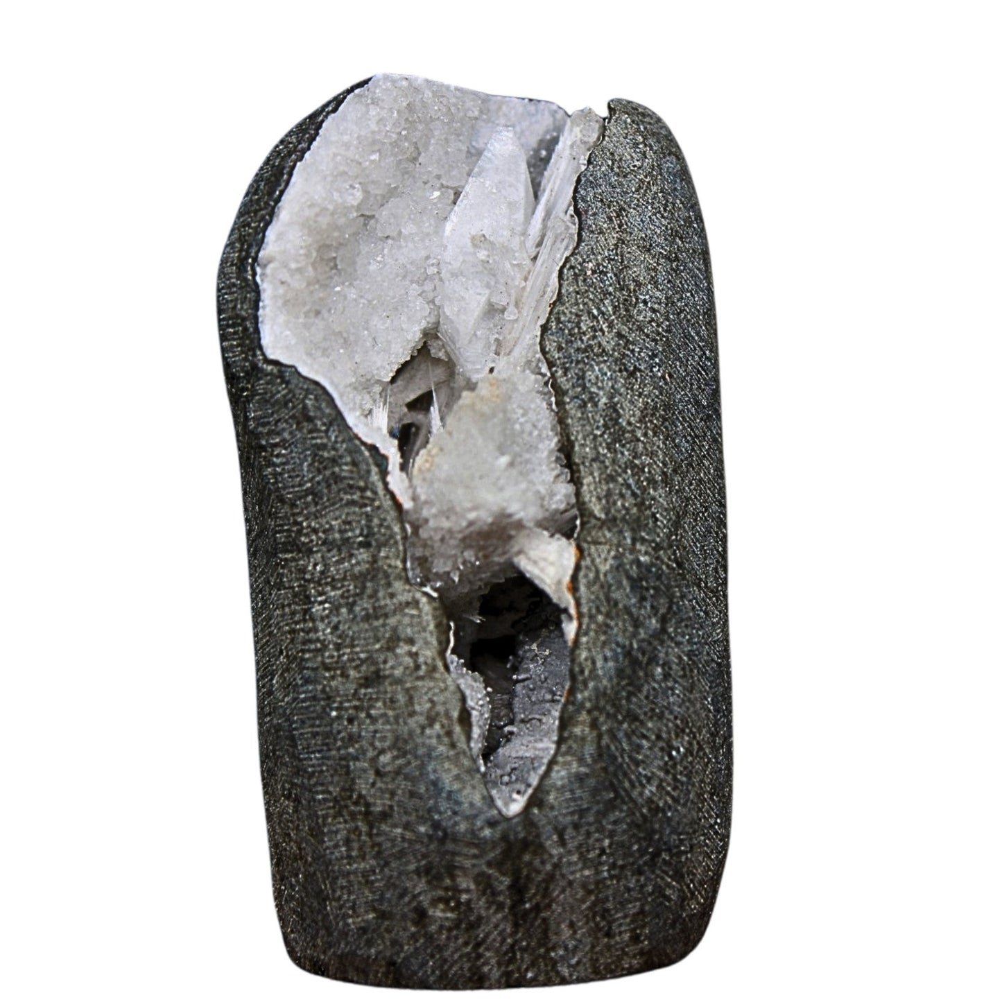 185g Scolecite Geode Cabinet Specimen with Radiating Needles from India