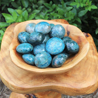 Blue Apatite Hand Polished Stones: Palm Stone, Blue Apatite Pebble Stone