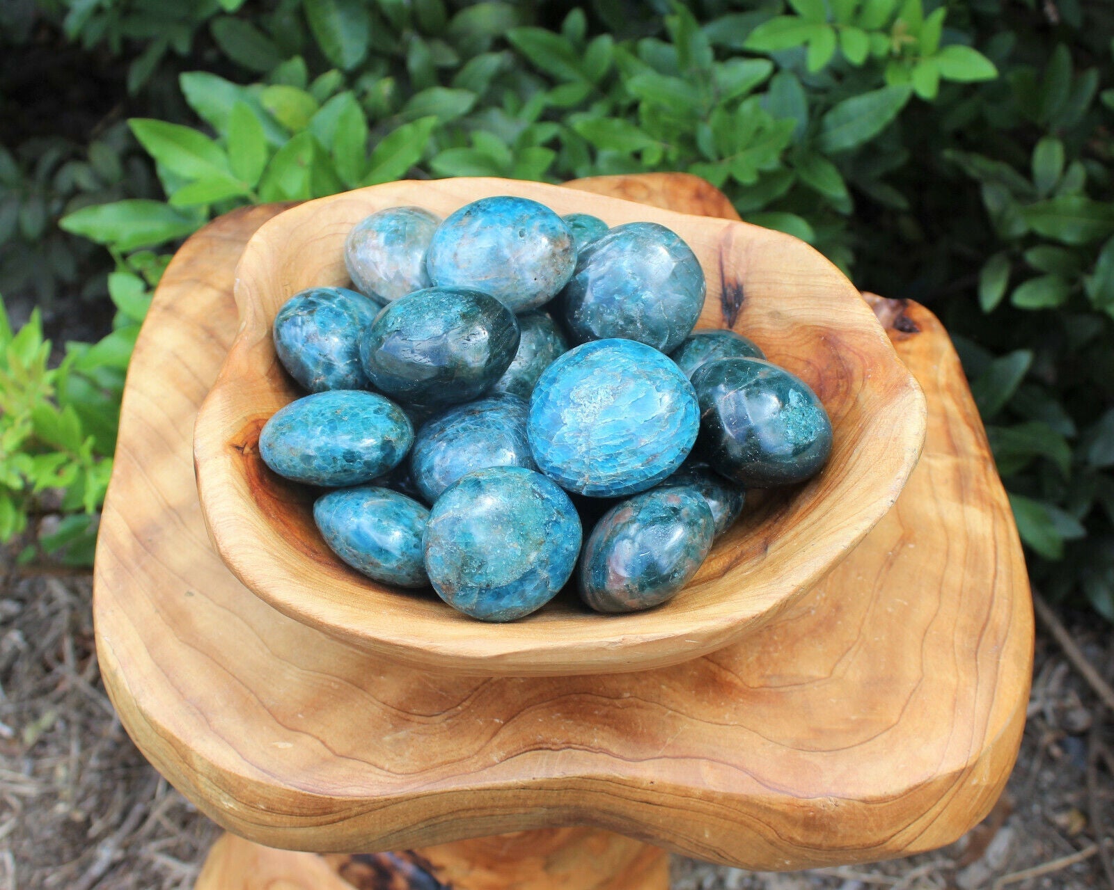 Blue Apatite Hand Polished Stones: Palm Stone, Blue Apatite Pebble Stone