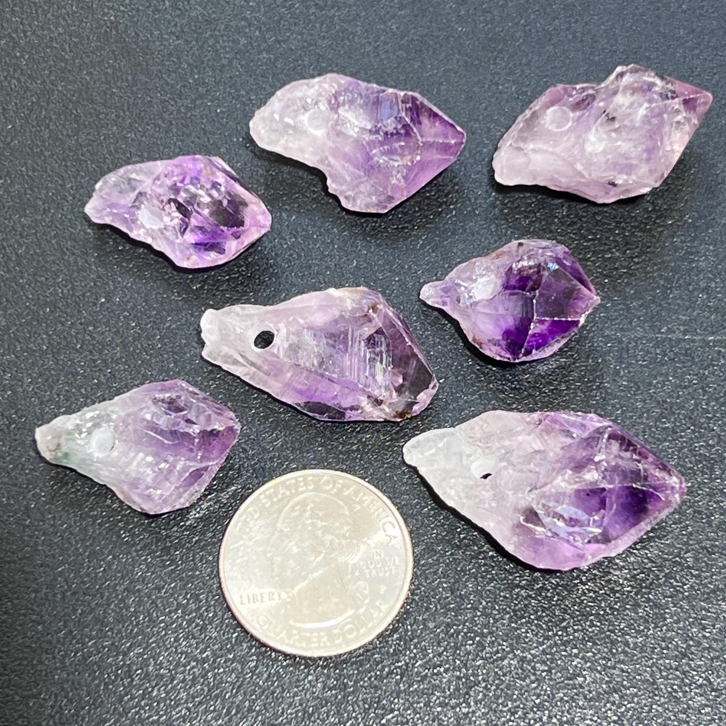 Drilled Raw Amethyst Crystal Point (3mm Hole) Rough Gemstone Jewelry Necklace
