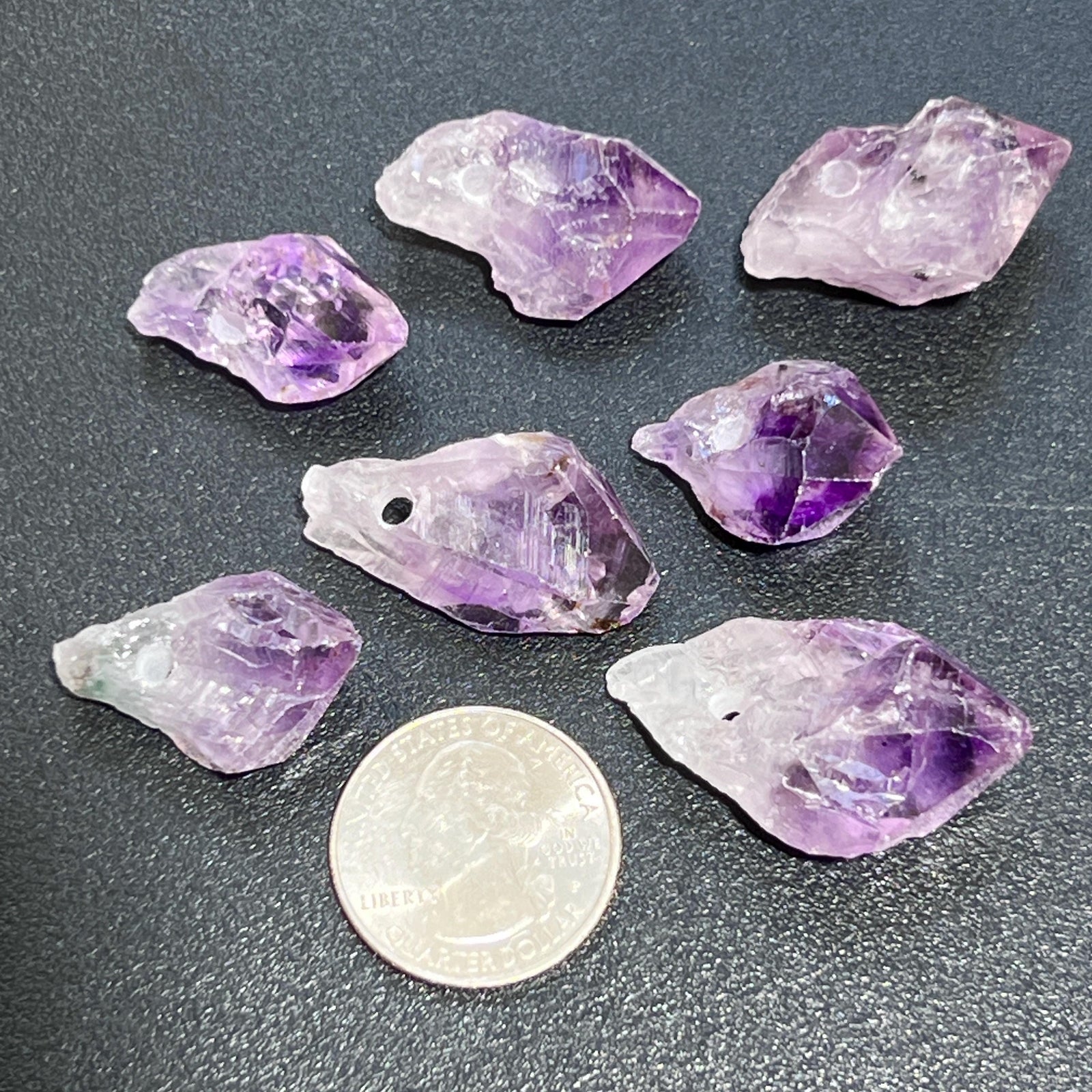 Drilled Raw Amethyst Crystal Point (3mm Hole) Rough Gemstone Jewelry Necklace