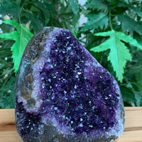 Finely Polished Uruguay Deep Purple Amethyst Cluster Crystal Geode, Pick a Size