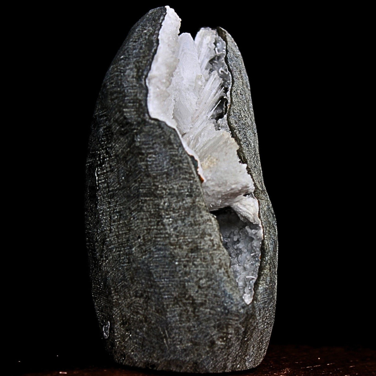 185g Scolecite Geode Cabinet Specimen with Radiating Needles from India