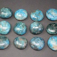 Blue Apatite Hand Polished Stones: Palm Stone, Blue Apatite Pebble Stone
