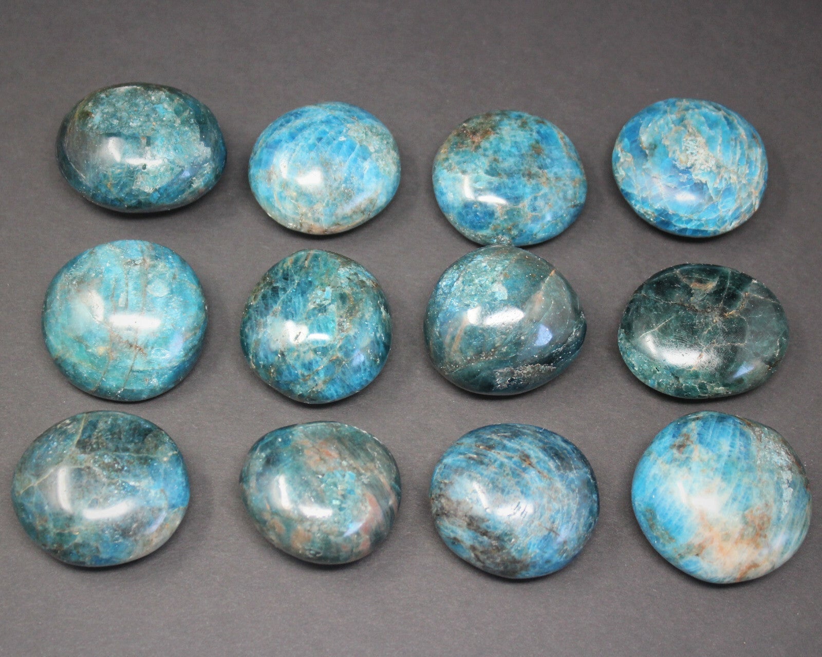 Blue Apatite Hand Polished Stones: Palm Stone, Blue Apatite Pebble Stone