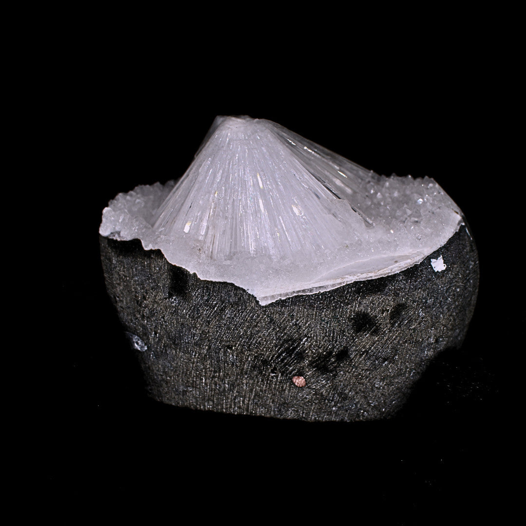 420g Scolecite Spray Inside MM Quartz Geode Natural Mineral Specimen on Matrix