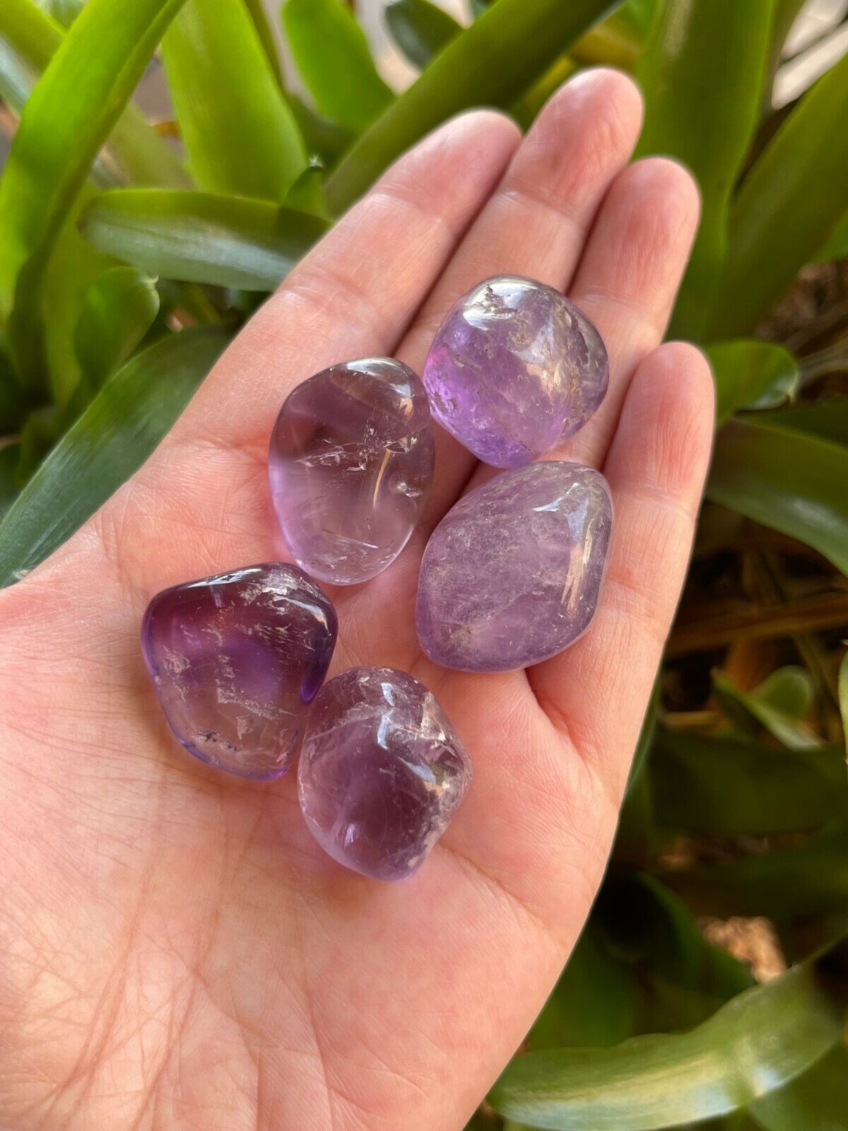 Grade A++ Amethyst Tumbled Stones, 0.75"-1.25" Amethyst Polished Stone, Bulk Lot