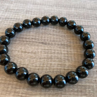 Grade A++ Black Tourmaline Crystal Bead Bracelet 8mm, Genuine Gemstone Bracelet