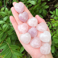 Rose Quartz Heart: Bulk 10 Piece Lot (Pocket Size 1" Puffed, Pink) Wholesale