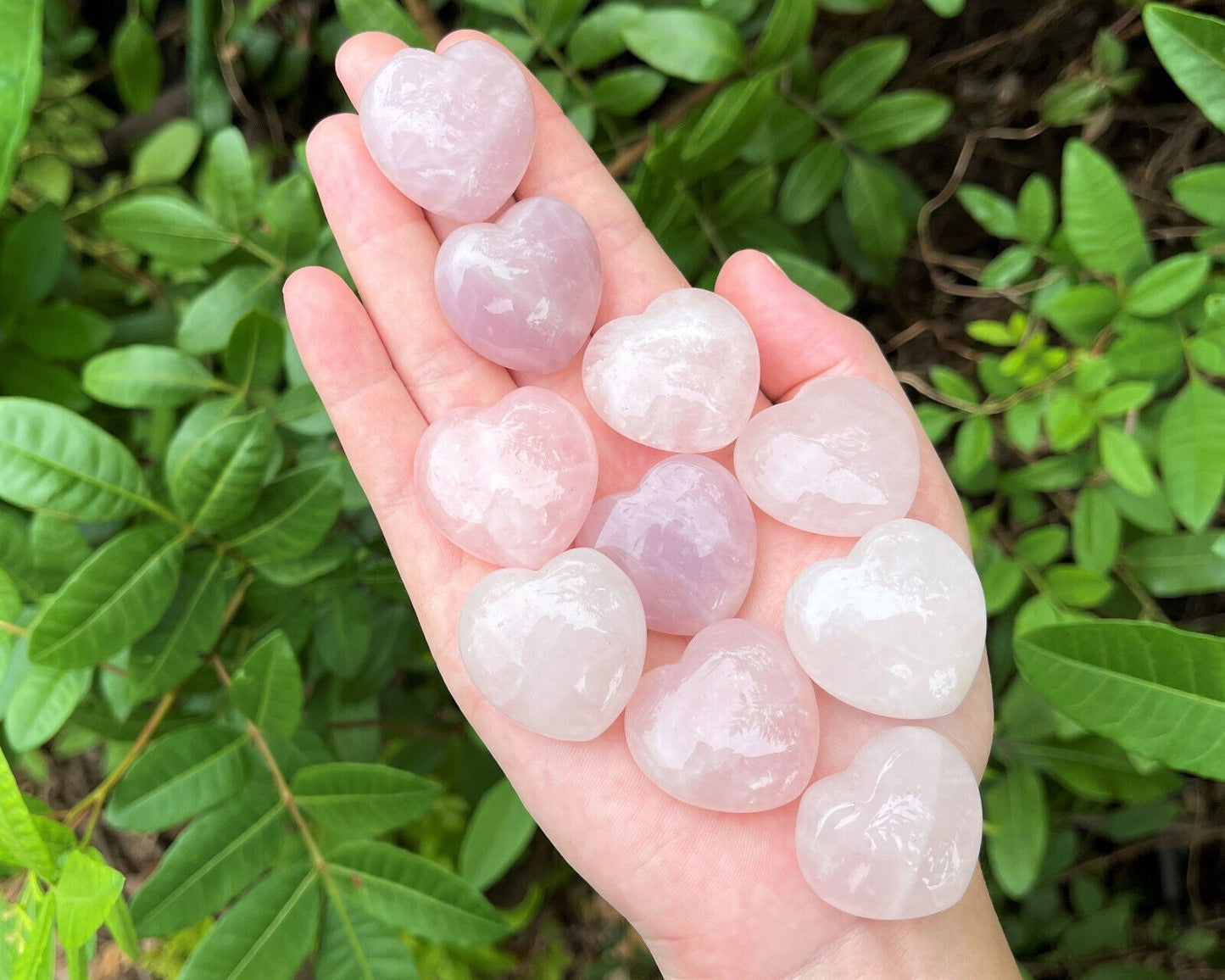 Rose Quartz Heart: Bulk 10 Piece Lot (Pocket Size 1" Puffed, Pink) Wholesale