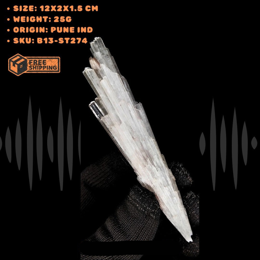 Rare Natural Scolecite Stone Reiki Healing Crystal Home 25g 12x2x1.5cm