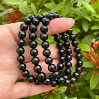 Grade A++  Black Obsidian Bead Bracelet 8mm, Genuine Obsidian Gemstone Bracelet