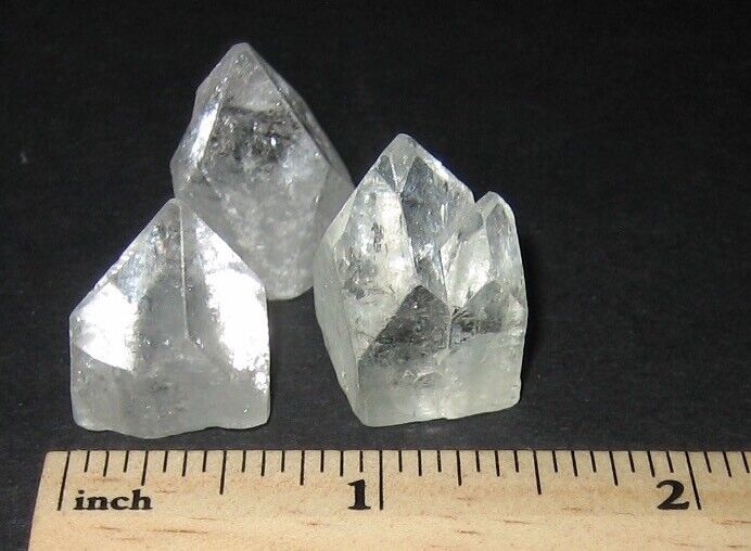 3 SMALL NATURAL 0.55"–0.6" APOPHYLLITE CRYSTAL PYRAMID POINT TIPS INDIA 20.9g