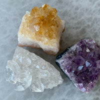 3 Piece Healing Crystal: Citrine, Amethyst &Clear Quartz Crystal Clusters Geodes
