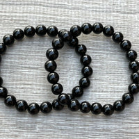 Grade A++  Black Obsidian Bead Bracelet 8mm, Genuine Obsidian Gemstone Bracelet